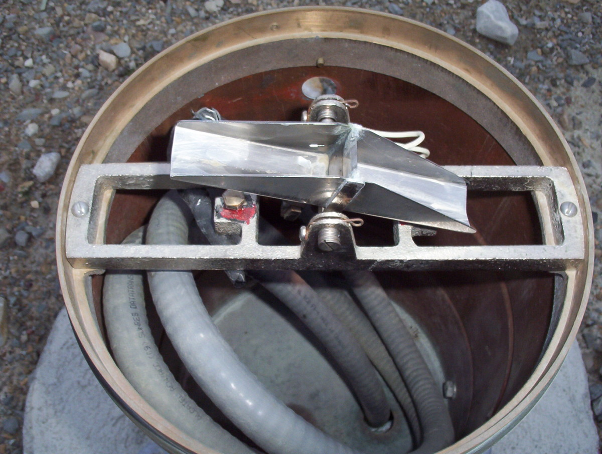 Here is a photograph of the interior of a Tipping Bucket Rain Gauge