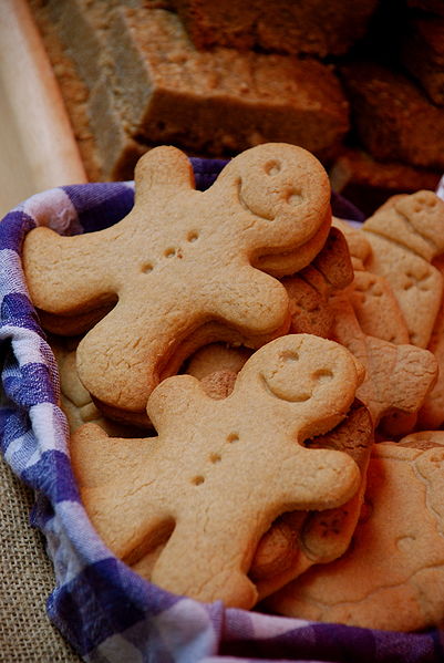 Two Gingerbread Men in a Basket of Cookies