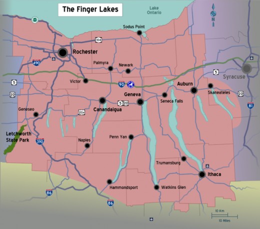 The Finger Lakes in central New York. Penn Yan, where I was born, is at the northern tip of Keuka Lake.