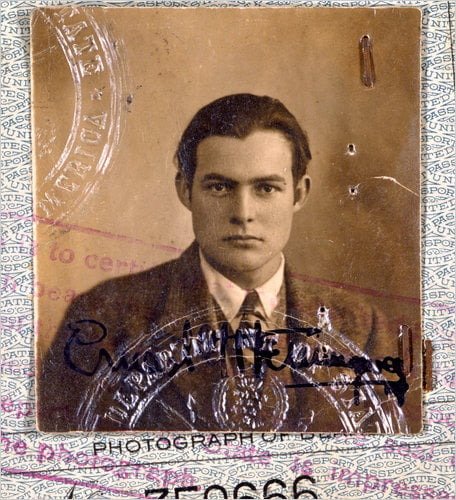 Ernest Hemingway was part of a generation of Americans who lived by the charm of Europe in Paris during the 1920's. This is the famous writer's passport photo from 1923.