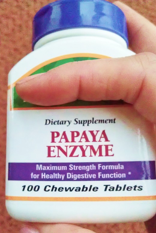 Fresh papaya is best, but tablets can also help.