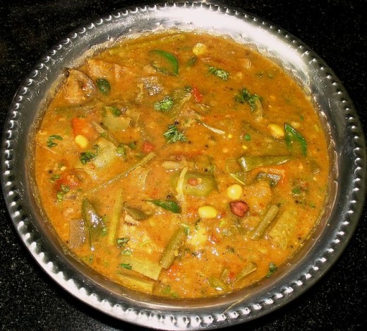 Sambar is a stew made in southern regions of India and it is delicious. 