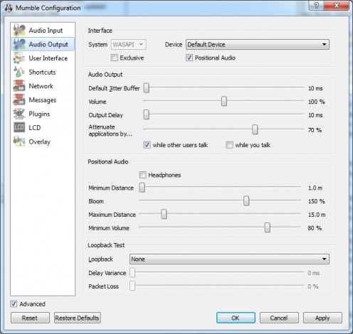 Audio Output Settings