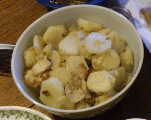 Potatoes. I would get these cooking first before anyone else. They take the longest.