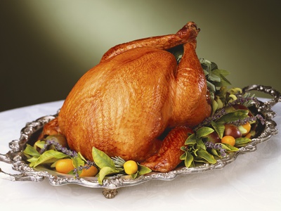 Whole Roast Turkey on Silver Platter, by Jon Edwards