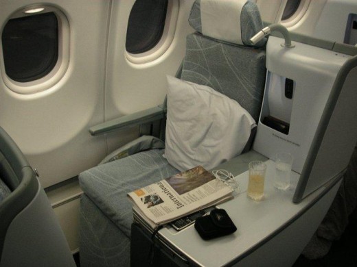 Finnair's solo seat in their refurbished business class cabin offers high levels of comfort