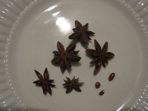 The "Star" is the pod of this spice. Take note of the tiny seeds that are encased within the pods. Star Anise is used in many food and alcohol recipes and gives the famous flavor to Root Beer and Licorice. 
