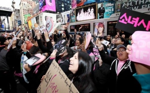 K-pop Fans in Time Square