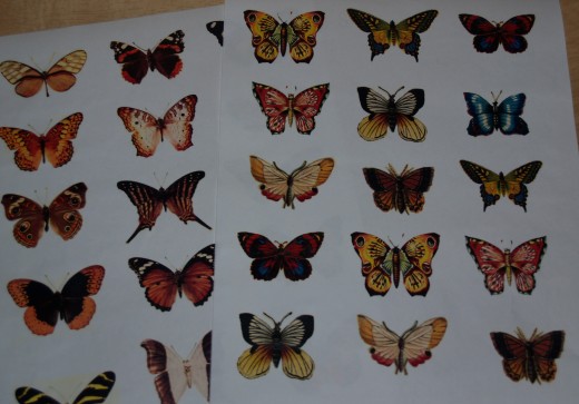 Tissue paper sheet of decoupage butterflies.