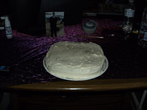 I made my Roomate's 11/2011 Birthday cake. Fudge Marble with Vanilla buttercream icing. I usually use milk chocolate buttercream, but wanted to try something different.
