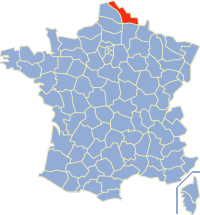 Map location of Nord department, France 