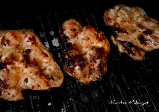 Barbeque Chicken Breasts grilled in the backyard taking advantage of the day's warm temperature!