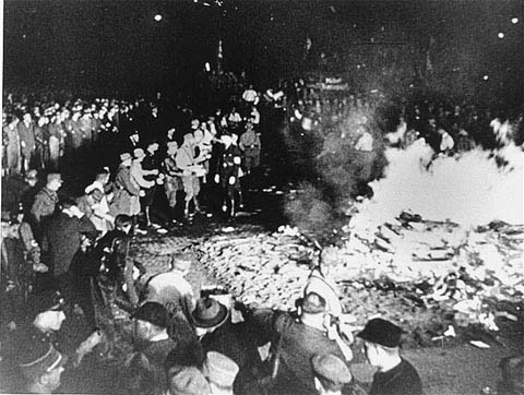 Here a scene of the SA burning unGerman books! McCain - Feingold enforced the banning of books!