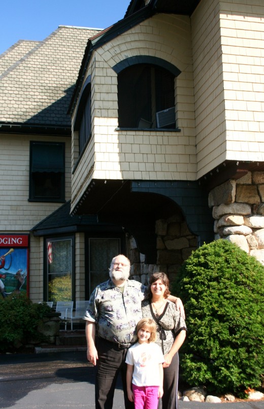 Recent family photo of the 3 of us in North Conway, NH (in front of Stonehurst Manor)