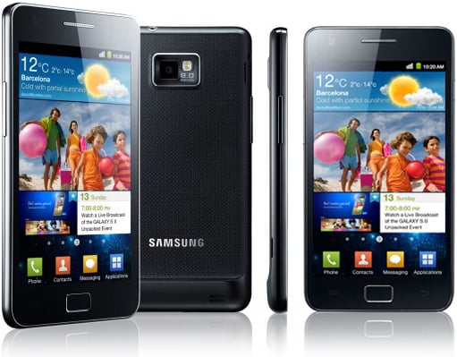 The Samsung Galaxy S II smart phone offers a mini-HDMI and USB port, and 16 GB storage capacity.