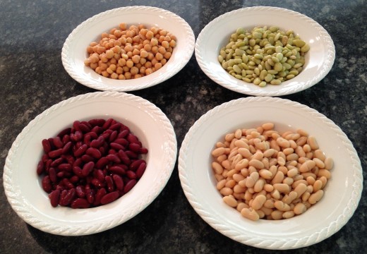 Garbanzo, lima, cannellini, red kidney beans