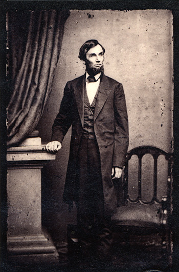 A Rare Standing Photograph of Lincoln Taken on April 17, 1863 by Thomas Le Mere at Mathew Brady's Studio in Washington, DC.