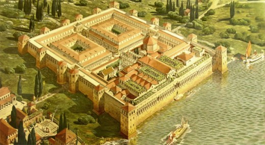 Each quarter of the rectangle had a distinctive function.  The seaside was residential and commercial, the northern block was divided between the military and a clothing factory where the Emperor's purple robes were manufactured.  