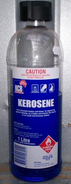 Kerosene in a bottle - keep kerosene out of reach of the children