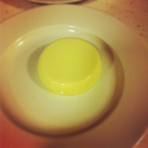 The final product after 8 hours in the refrigerator and removed from its ramekin.