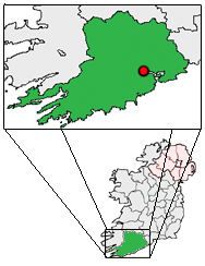 Map location of Cork City, Ireland 
