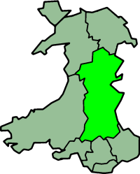 Map location of Powys, Wales