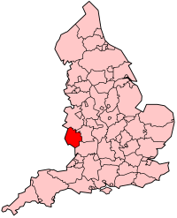 Map location of Herefordshire, England 