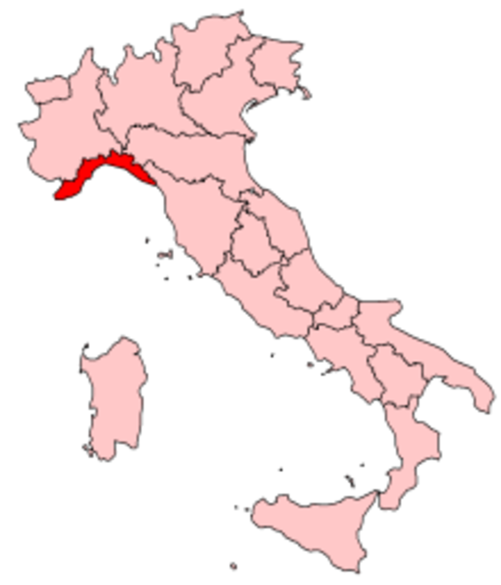 Map location of Liguria, Italy 