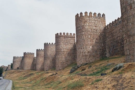 The wall and towers of Avila, Spain.