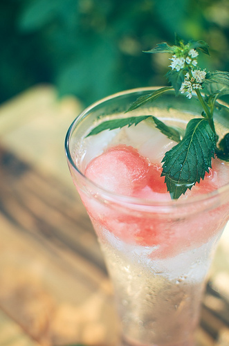 Water with watermelon and mint is delicious  !