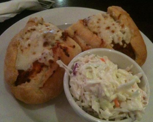 Here's the Friday special I had once at Ethos -- meatball sub and cole slaw!