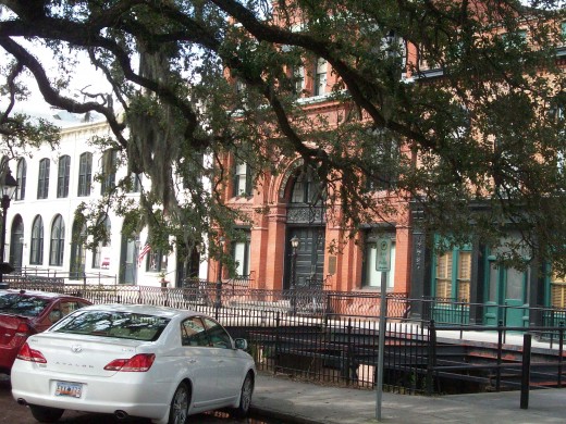 The orange building is the Cotton Exchange building.