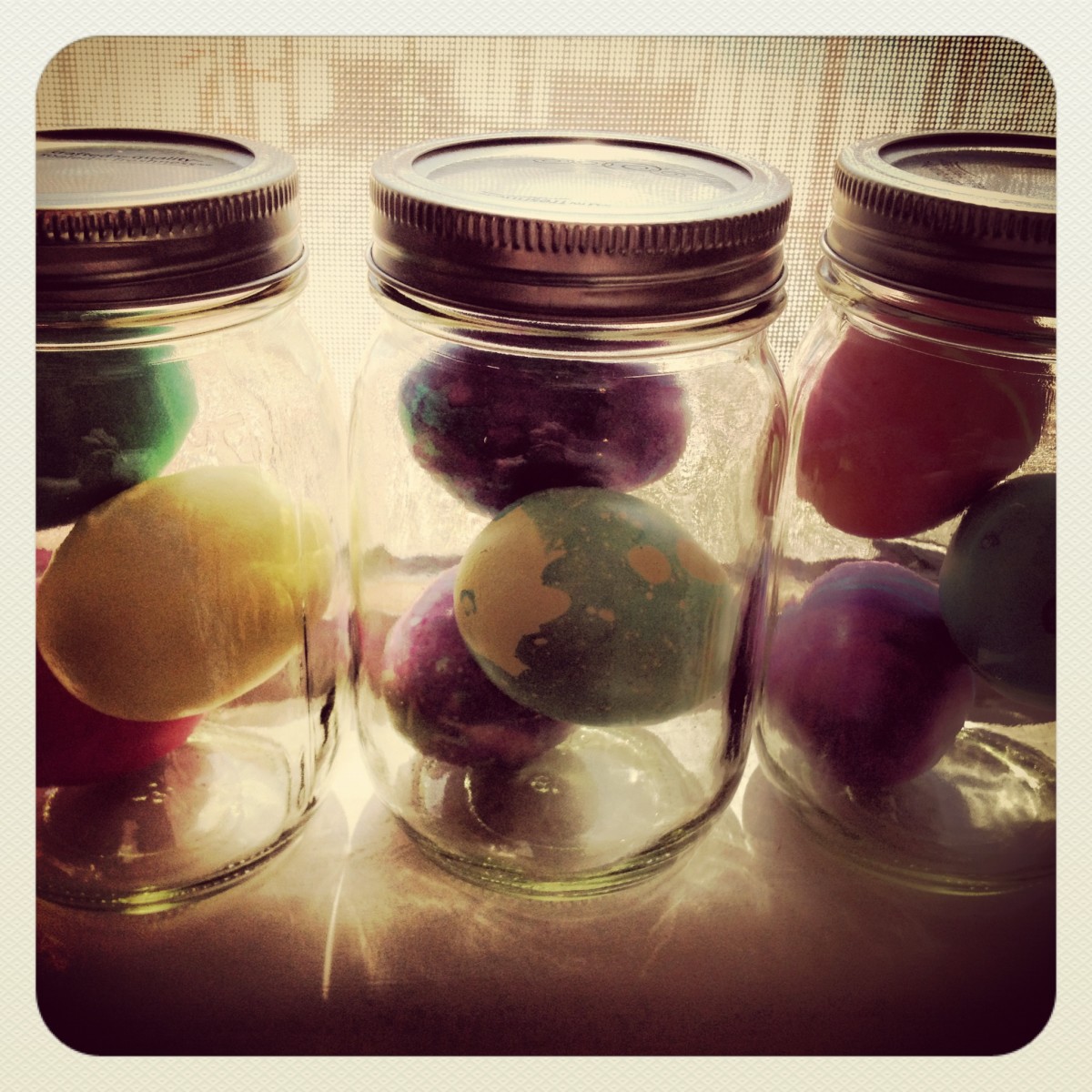 jars of eggs in windowsill