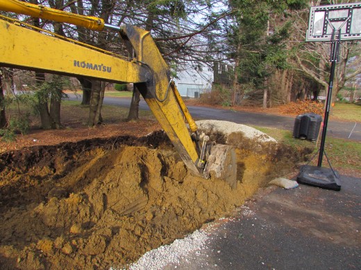 Our yard being dug up for a septic system replacement