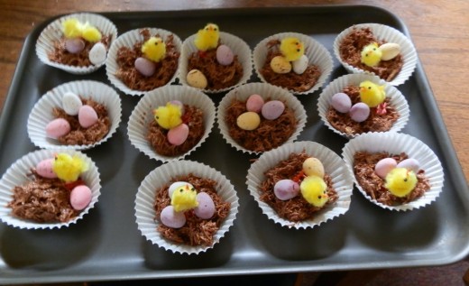 tray of chocolate Easter nests