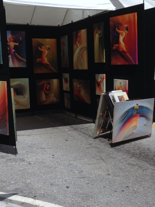 This Spanish Art booth is a typical display design at the Art Fair. 
