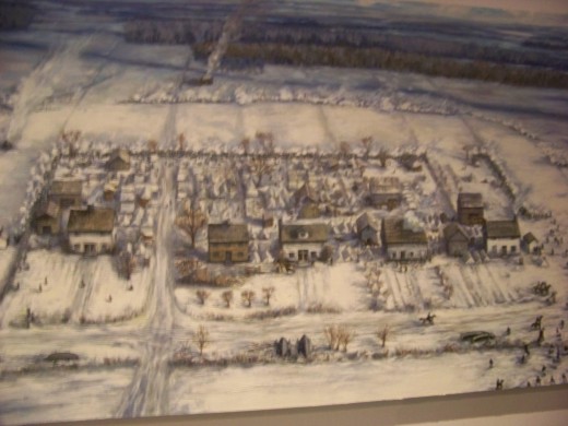Drawing of Frenchtown displayed in Visitor Center.