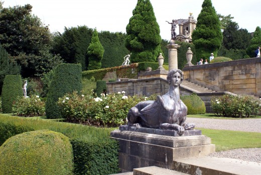 Impressive garden statuary is appropriate for this large formal garden.