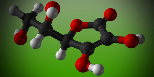 A model of Vitamin C molecule, created by Ben Mills, edited by Vladimir Yasmenko.
