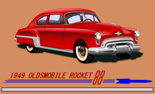 1949 Olds Rocket 88. Illustration by Doc Sonic.
