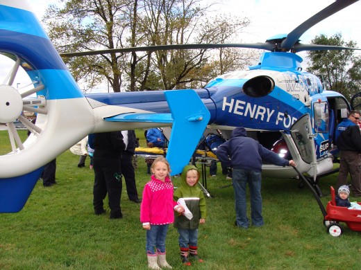 Grace and Alex thought the medivac helicopter was very cool.