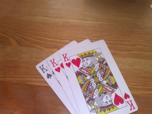 An incorrect Trail - you cannot have two cards of the same suit - like 2 King of Hearts in this case