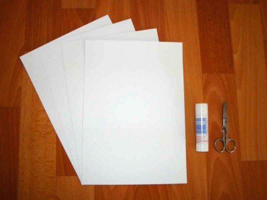 Papers, glue and scissors