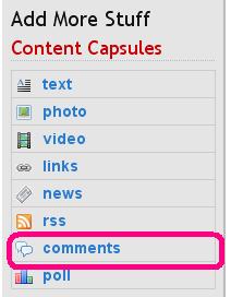 How to select comment capsule [marked as pink rectangle]