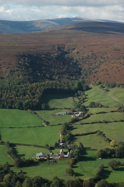 Author notes: "View from Hatterrall Hill over the Vale of Ewyas to Lower and Upper Henllan with open upland expanse of the Black Mountains above. On the horizon Pen-y-Gadair can be seen at 800m the second highest point in the Black Mountains."