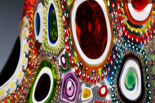 Example of blown glass utilizing murrine technique. Created by David Patchen, 2012
