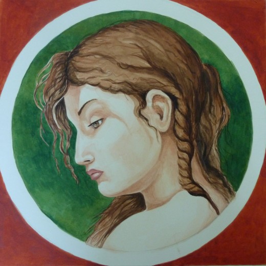 Esther, Watercolor, 12 x 12" (detail)