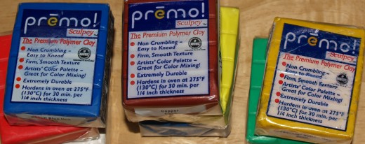 Premo! Sculpey polymer clay, the type of clay used by the author