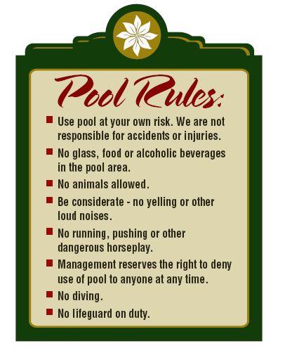 This one example of a Pool Rules sign.