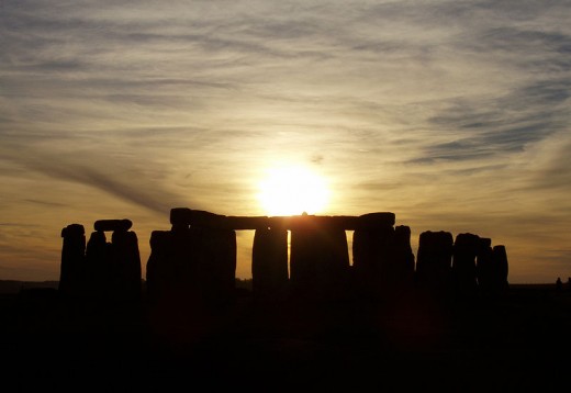 Stonehenge at sunset.